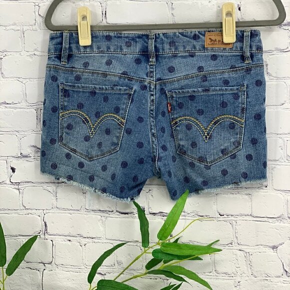 🎉Levi's Light Wash Denim Polkadot Shorty Shorts - Picture 2 of 6